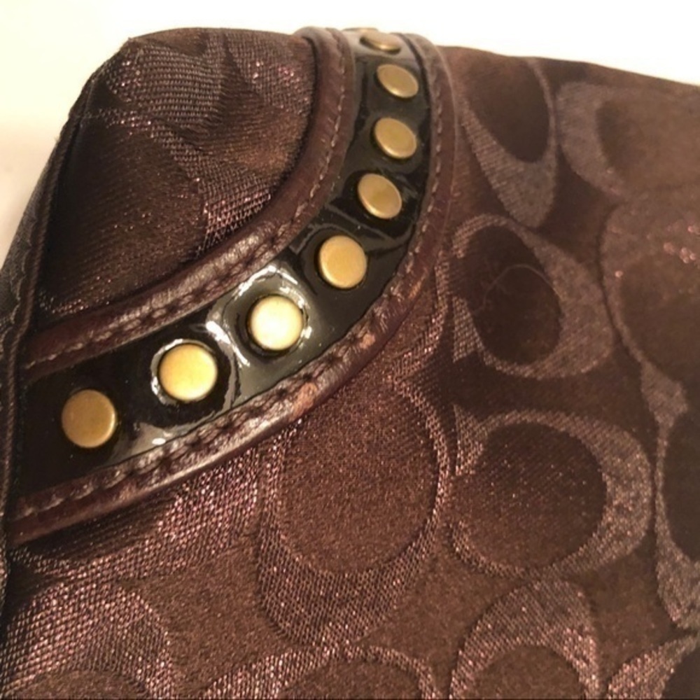 Coach lured brown metallic bronze studded mini bag - Picture 5 of 12